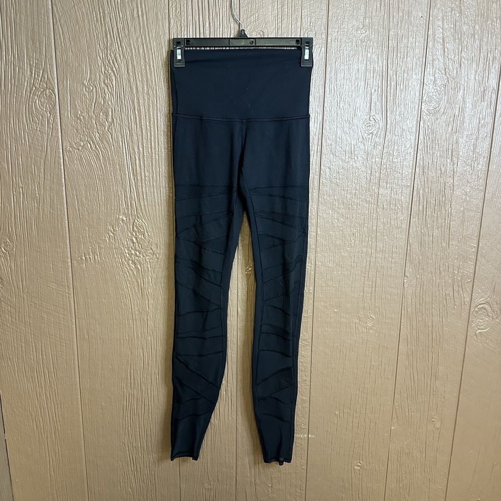 Lululemon Wunder Under High Rise Tech Mesh Leggings Sz 4 Black Athletic Workout